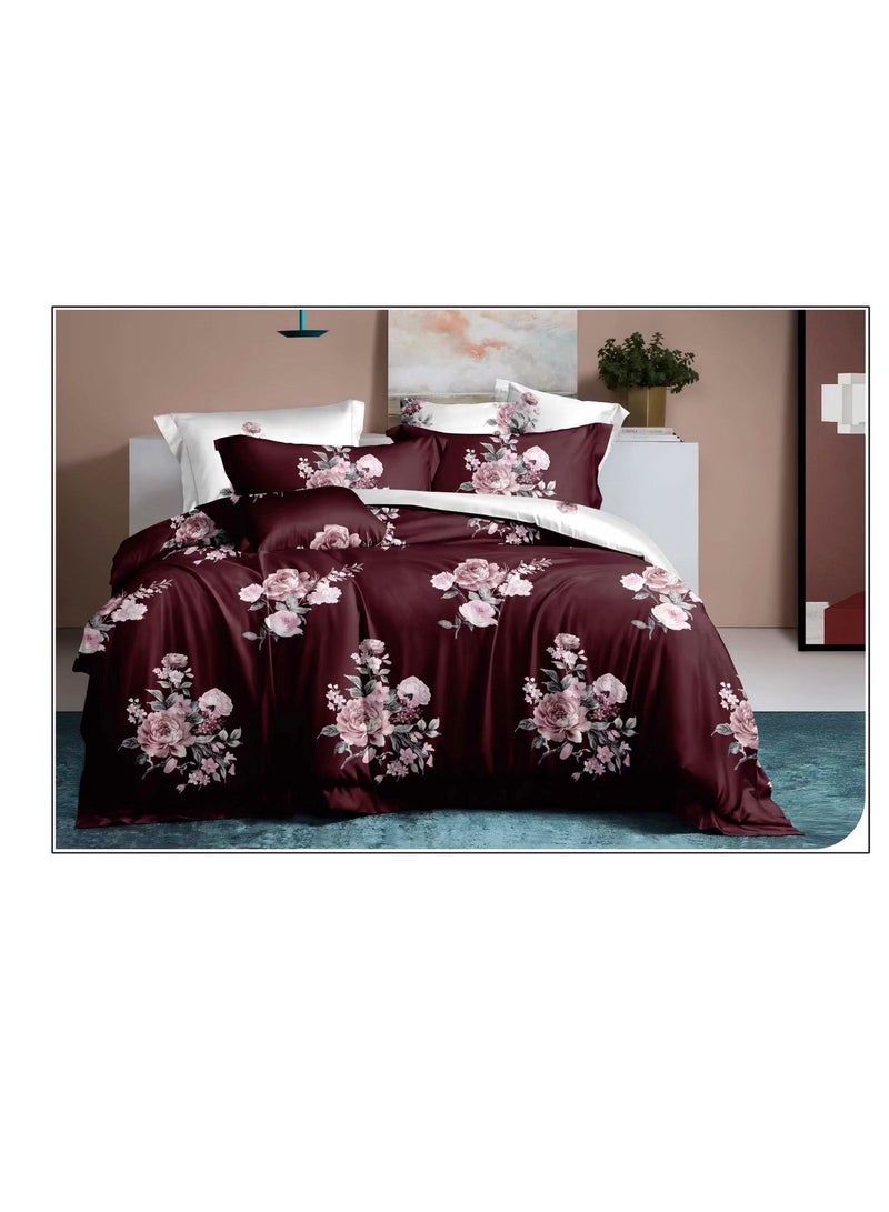 طقم لحاف من القطن الخالص 6 قطع ، ملحق لحاف ، ناعم ودافئ لجميع المواسم - أحمر