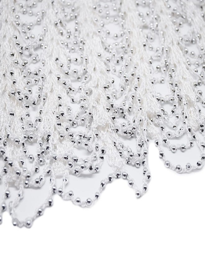 Ralcosuss Knit Hollow Out Bead Shawl and Wrap for Evening Dresses Wedding Party Cover Up Shrug Stoles for Women Bridal - Image 5