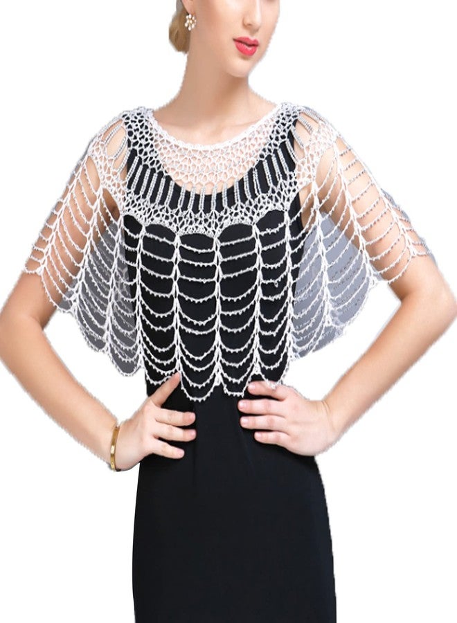 Ralcosuss Knit Hollow Out Bead Shawl and Wrap for Evening Dresses Wedding Party Cover Up Shrug Stoles for Women Bridal - Image 1