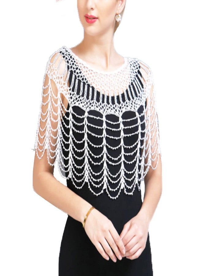 Ralcosuss Knit Hollow Out Bead Shawl and Wrap for Evening Dresses Wedding Party Cover Up Shrug Stoles for Women Bridal - Image 2