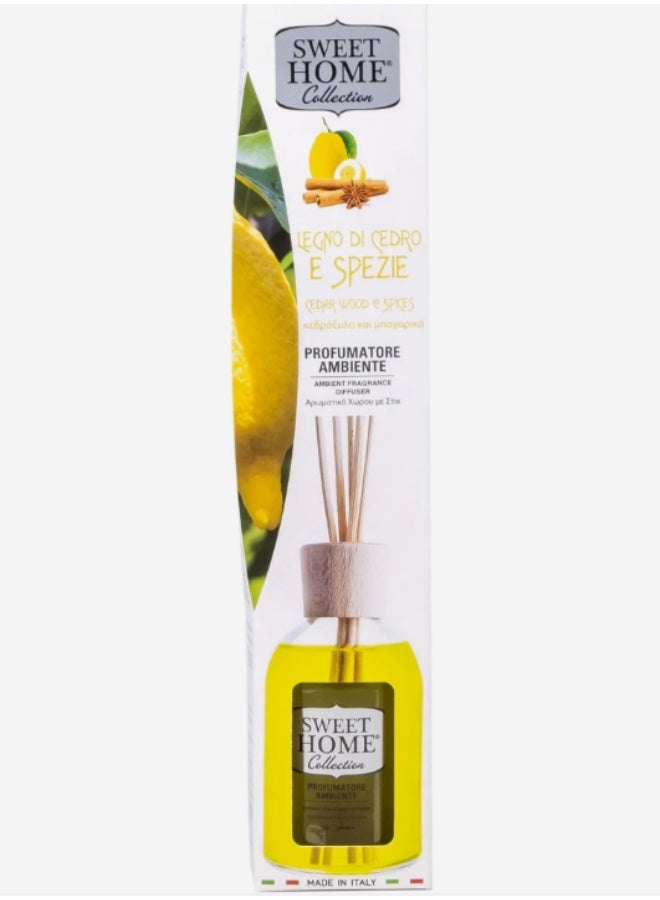 Sweet Home Collection Ambient Fragrance 100ml Cedar Wood & Spices Reed Diffuser, Made In Italy. - Image 3
