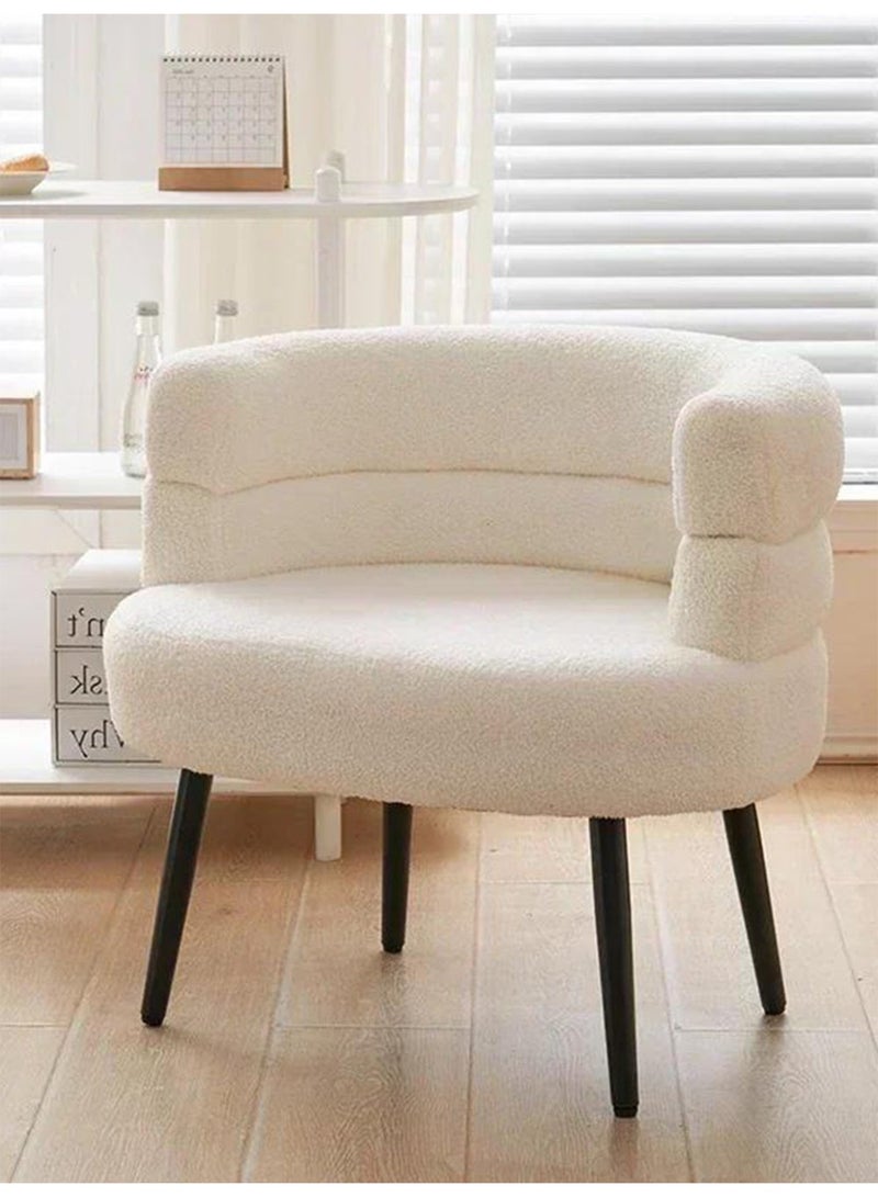 POWER Modern White Bouclé Barrel Chair – Round Padded Backrest Armchair For Living Room & Lounge - Image 1