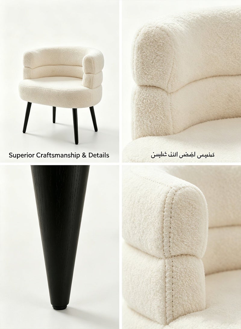 POWER Modern White Bouclé Barrel Chair – Round Padded Backrest Armchair For Living Room & Lounge - Image 4