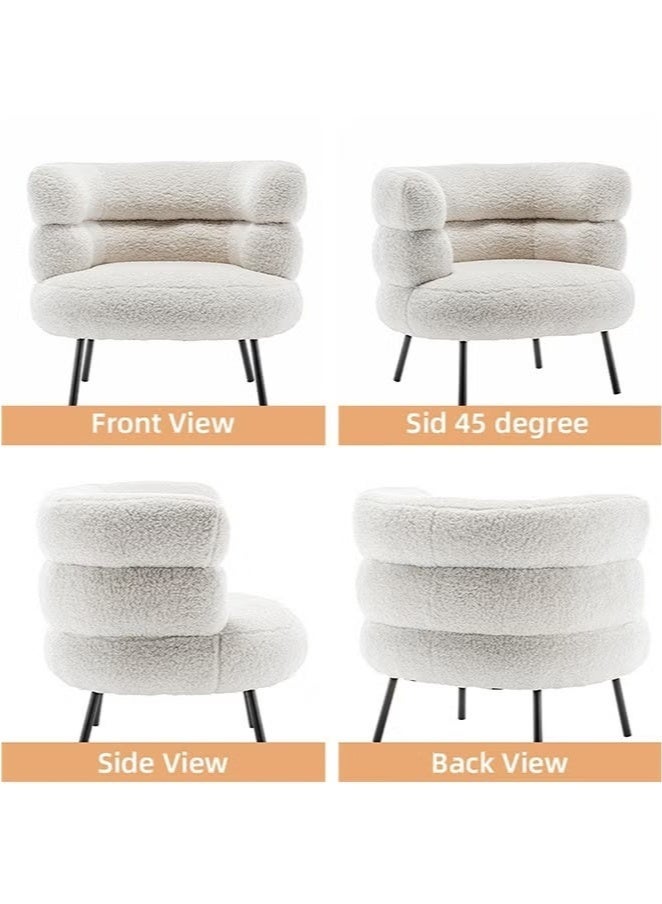 POWER Modern White Bouclé Barrel Chair – Round Padded Backrest Armchair For Living Room & Lounge - Image 5