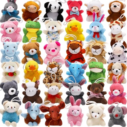Uzoxlsn 38 Pack Mini Stuffed Animals Party Favors for Kid, Small Plush Stuffed Animal Toy in Bulk for Claw Machine, Carnival Prizes, Plush Keychain Decorations, Classroom Reward - Image 1
