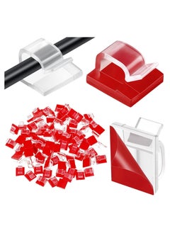 CMGTYYD 50 Pcs Self adhesive Cable Clips, Outdoor Light Wire Clips Cable Tidy Hooks Cord Organiser Holder for Cable Management, Christmas Hanging Decorations Fairy Light Decoration , Car Office Home Fairy LightDecoration Transparent（Small）  - Image 1