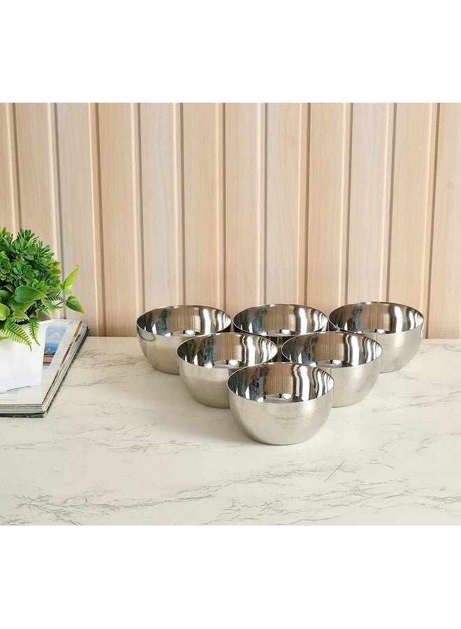 GALOOF Stainless Steel Heavy Gauge Katori Set Of 6 | Dal Vati Veg Bowl Set For Dining And Serving | Wati Vatki Designer Dining Bowl Set (Set Of 6), 0.25 liter - Image 4