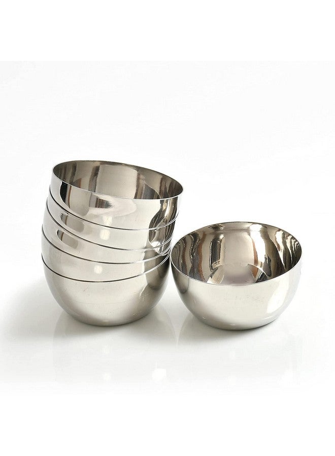 GALOOF Stainless Steel Heavy Gauge Katori Set Of 6 | Dal Vati Veg Bowl Set For Dining And Serving | Wati Vatki Designer Dining Bowl Set (Set Of 6), 0.25 liter - Image 1