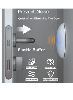 KASTWAVE Door Stoppers Wall Protector, Door Handle Silicone Crash Pad, 4 Pieces Self-Adhesive Door Rear Buffers Quiet Anti-Bump Pads Furniture Accessories for Home Office (Black)  - Image 5