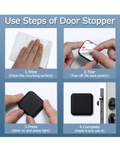 KASTWAVE Door Stoppers Wall Protector, Door Handle Silicone Crash Pad, 4 Pieces Self-Adhesive Door Rear Buffers Quiet Anti-Bump Pads Furniture Accessories for Home Office (Black)  - Image 3