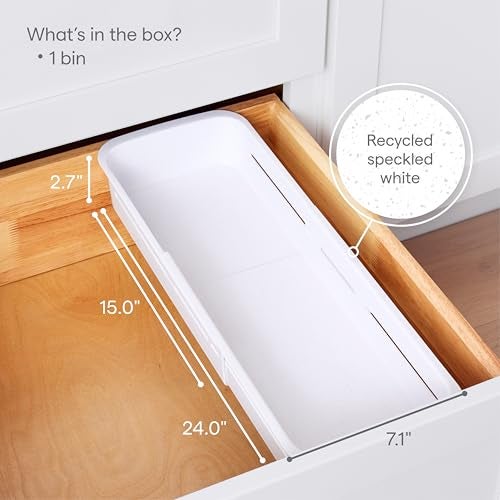 YouCopia DrawerFit® Sliding Drawer Bin, Expandable and Adjustable Kitchen Storage Organizer, Speckled White - Image 4