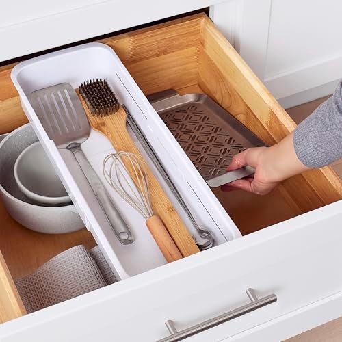 YouCopia DrawerFit® Sliding Drawer Bin, Expandable and Adjustable Kitchen Storage Organizer, Speckled White - Image 5