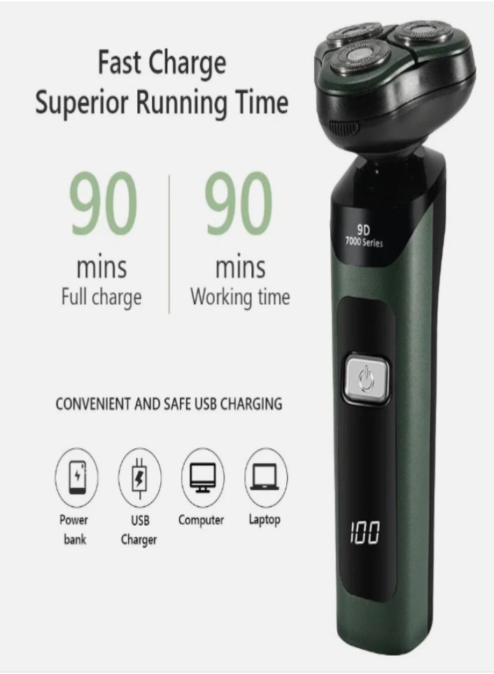 XVersion Trimmer & Clippers 9D Series Electric Shaver for Men – 3-in-1 Grooming Kit with LED Display, Nose Trimmer, Facial Brush & USB Rechargeable9D Electric Shaver for Men – 3-in-1 Grooming Kit with LED Display, Nose Trimmer, Facial Brush & USB Rechargeable - Image 3