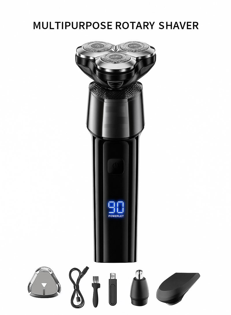 XVersion Trimmer & Clippers 9D Series Electric Shaver for Men – 3-in-1 Grooming Kit with LED Display, Nose Trimmer, Facial Brush & USB Rechargeable9D Electric Shaver for Men – 3-in-1 Grooming Kit with LED Display, Nose Trimmer, Facial Brush & USB Rechargeable - Image 1