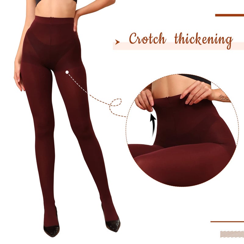 WAKUNA 2 Pairs Pantyhose Opaque Tights 40D Resistant Control Topï¼ˆBlack+Wine red,Medium - Image 2
