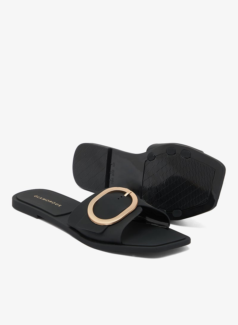 GLAMOROUS Elly Buckle Low Heel Sandals - Image 3