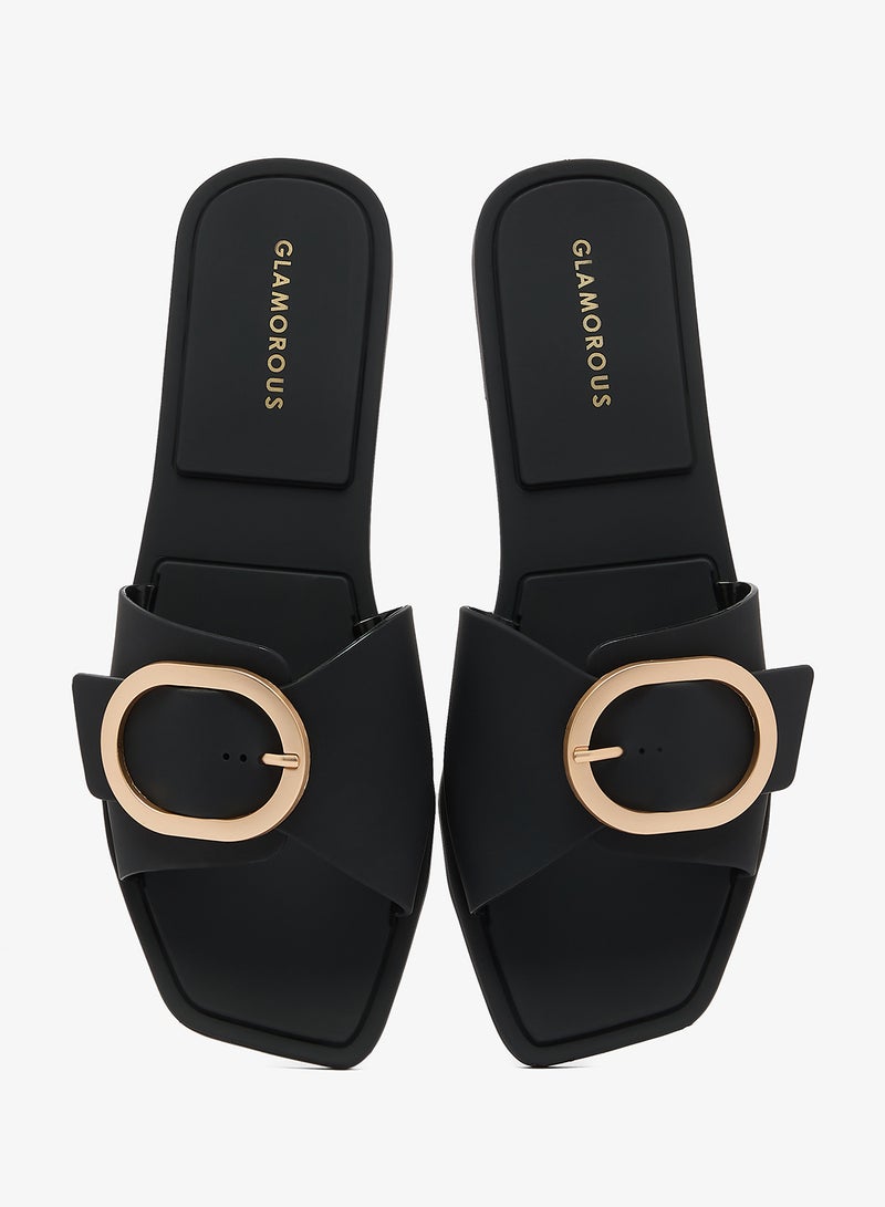 GLAMOROUS Elly Buckle Low Heel Sandals - Image 4