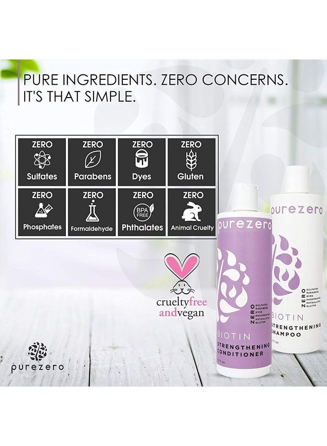 Purezero Biotin Shampoo & Conditioner set - Anti Thinning Formula - Volumizing, Thicker, Fuller Hair - Zero Sulfates, Parabens, Dyes, Gluten - 100% Vegan & Cruelty Free - Great For Color Treated Hair - Image 4
