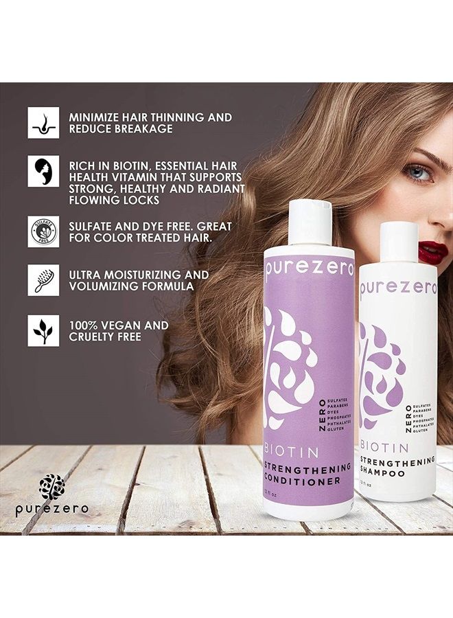 Purezero Biotin Shampoo & Conditioner set - Anti Thinning Formula - Volumizing, Thicker, Fuller Hair - Zero Sulfates, Parabens, Dyes, Gluten - 100% Vegan & Cruelty Free - Great For Color Treated Hair - Image 3