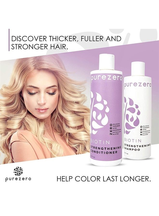 Purezero Biotin Shampoo & Conditioner set - Anti Thinning Formula - Volumizing, Thicker, Fuller Hair - Zero Sulfates, Parabens, Dyes, Gluten - 100% Vegan & Cruelty Free - Great For Color Treated Hair - Image 5