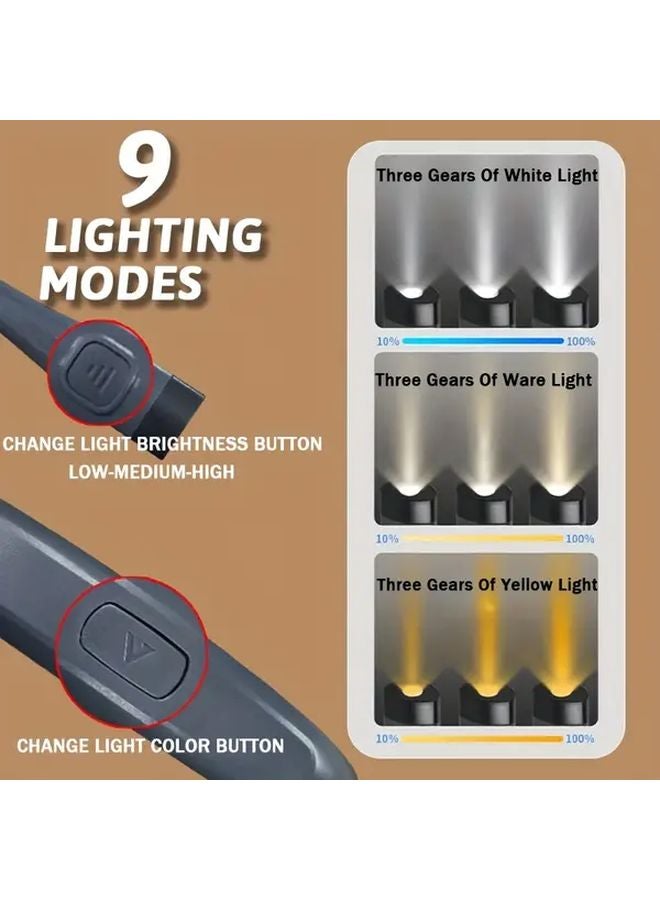 1pc Rechargeable USB Reading Neck Lamp Adjustable Brightness Hands Free Work Light - Image 5