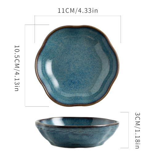 zerokyclan Blue Ceramic Jewelry Tray - 3.5" Vintage Floral Ring Holder Dish & Trinket Bowl for Vanity Decor, Glossy Porcelain Bathroom Sink Accent, Unique Gift Idea for Women (blue) - Image 2