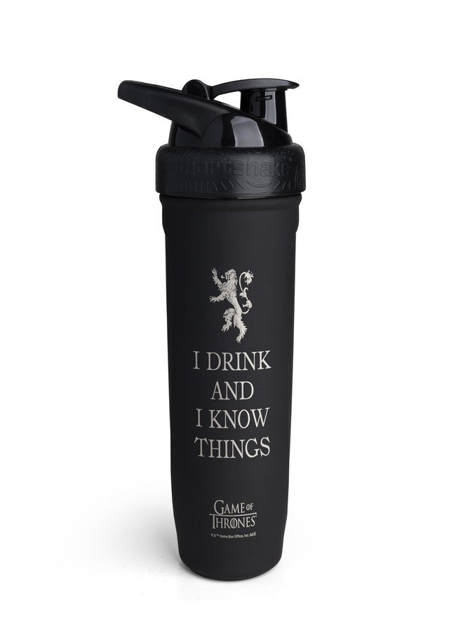 Smartshake Reforce Stainless Steel Game Of Thrones I Know Things, Shaker Bottle (900 ML /30oz) | Lightweight Resistance Sports Shaker Bottle with a Soft Lid | Leakproof, BPA Free & DEHP Free - Image 1