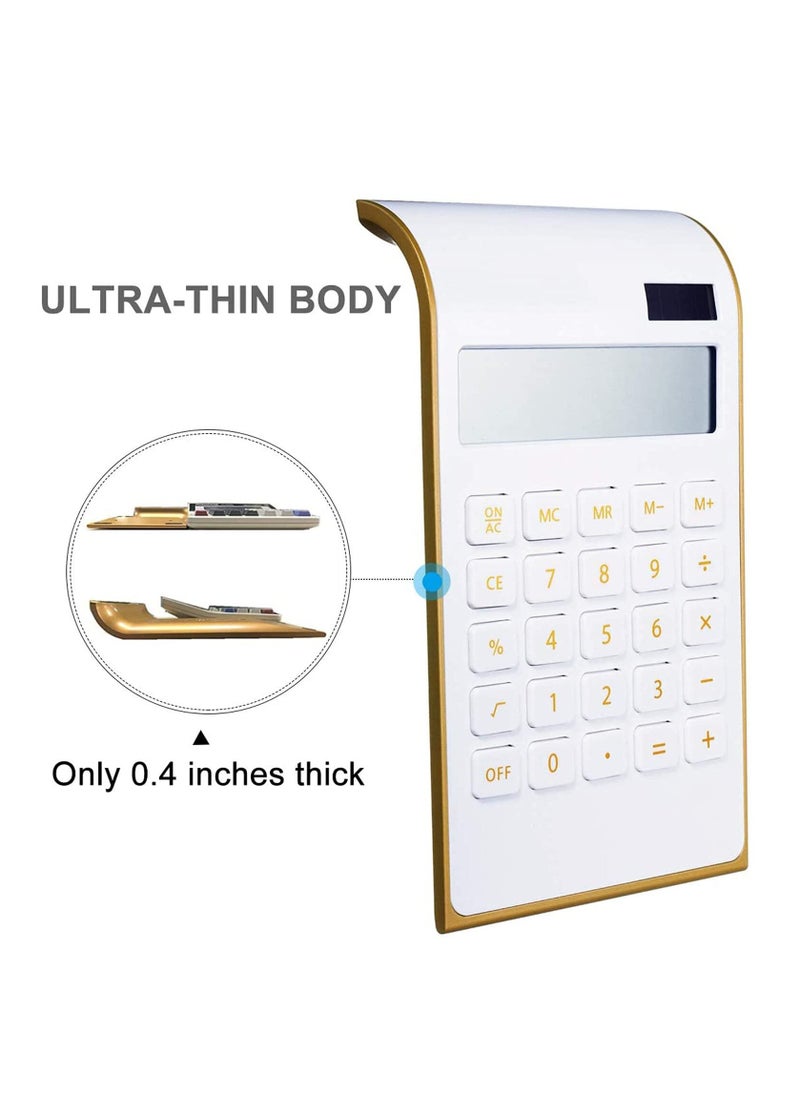 KASTWAVE - Calculator, Solar Power Calculator Slim Elegant Design Solar Calculator Dual Powered Desktop Calculator Tilted LCD Display for Business Office School - Image 1