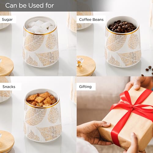 UMAI Ceramic Jars with Bamboo Lids | 280 ml Each | Pack of 3 | Airtight Multipurpose Storage Containers | Ideal for Pickles, Nuts & Dry Fruits | Stylish Kitchen Jar Set for Home & Pantry - Image 5