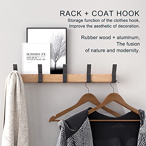 KooNiosio Coat Hook Rack Wall Mounted Coat Rack-5 Double Hook,Aluminum,Metal Coat Hook Rail for Coat Hat Towel Robes, Wooden Coat Hooks (Black 2pcs) - Image 2
