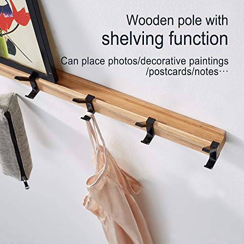 KooNiosio Coat Hook Rack Wall Mounted Coat Rack-5 Double Hook,Aluminum,Metal Coat Hook Rail for Coat Hat Towel Robes, Wooden Coat Hooks (Black 2pcs) - Image 4