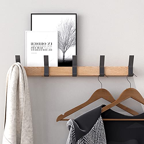 KooNiosio Coat Hook Rack Wall Mounted Coat Rack-5 Double Hook,Aluminum,Metal Coat Hook Rail for Coat Hat Towel Robes, Wooden Coat Hooks (Black 2pcs) - Image 1