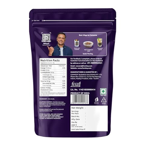 Farmley Chia Seeds 500g, Pack of 1 I Seeds for Eating | Seeds for Weight Management | Rich in Calcium, Protein & Fibre - Image 2