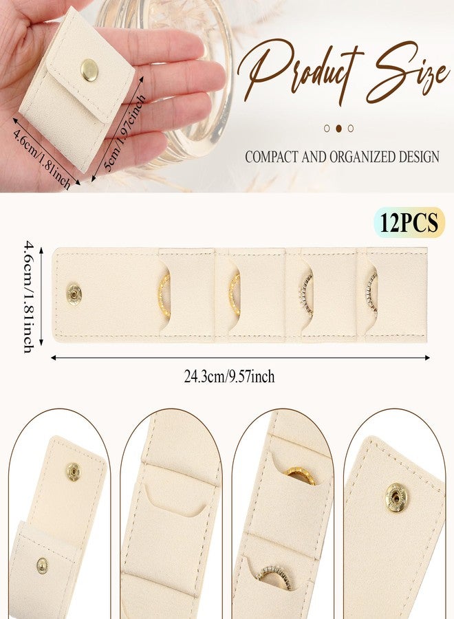 Ferreve 12 Pcs Mini Travel Jewelry Pouch Small Foldable Travel Jewelry Organizer Case Roll Bag with Buckle for Earrings Rings Necklaces - Image 2