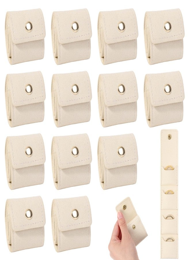 Ferreve 12 Pcs Mini Travel Jewelry Pouch Small Foldable Travel Jewelry Organizer Case Roll Bag with Buckle for Earrings Rings Necklaces - Image 1