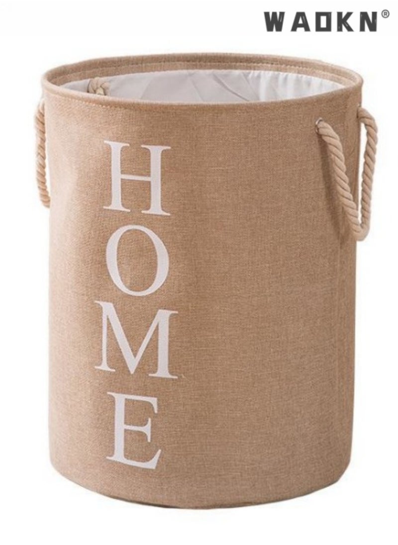 WAOKN Tear-proof EVA Laundry Bag, Large-capacity Home Laundry Box, Thick Rope Portable Dirty Clothes Storage Basket, Clothes Basket for Bedroom, Bathroom, Utility Room (Brown)  - Image 5
