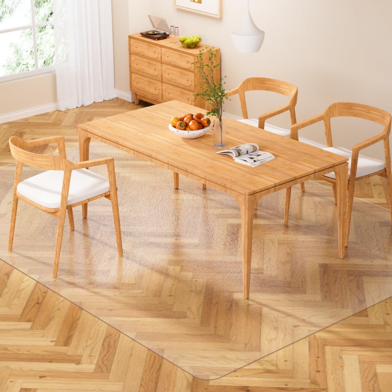 KIOORE Clear Floor Mat 5x8 for Under Dining Table â€“ Plastic Waterproof Non Slip Vinyl Area Rug, Hard Floor Protector Against Spills & Scratches, Easy Clean Carpet Cover for Kitchen, Living Room - Image 1