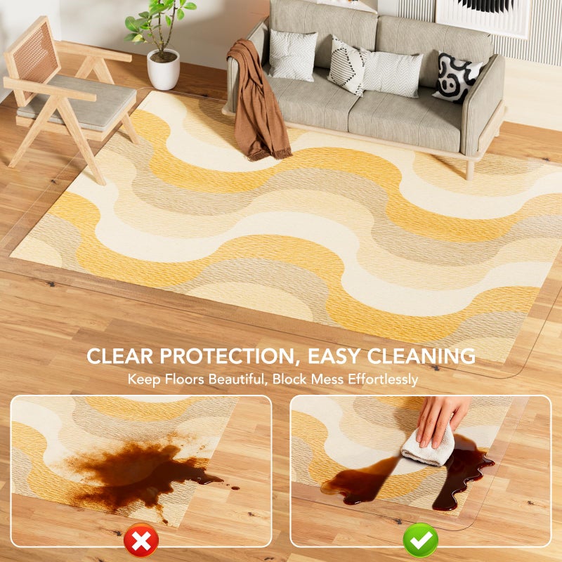 KIOORE Clear Floor Mat 5x8 for Under Dining Table â€“ Plastic Waterproof Non Slip Vinyl Area Rug, Hard Floor Protector Against Spills & Scratches, Easy Clean Carpet Cover for Kitchen, Living Room - Image 4