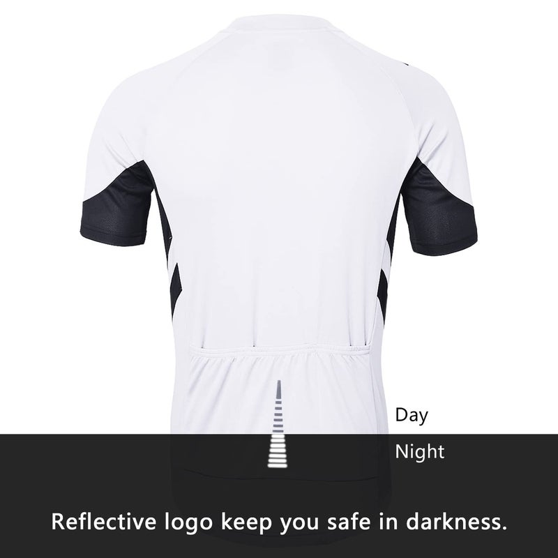ARSUXEO Men's Short Sleeves Cycling Jersey Bicycle MTB Bike Shirt 636 White Size L - Image 2