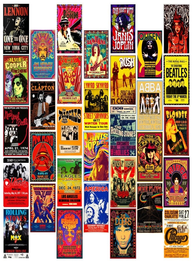 KARTMEN Pack of 32 Rockband Wall Collage Kit Posters - 4 x 6 Inches Posters for Room Wall Decoration of Bedroom, Office, Living room, Dorm room - Glue Dots Included, Cardstock - Image 1