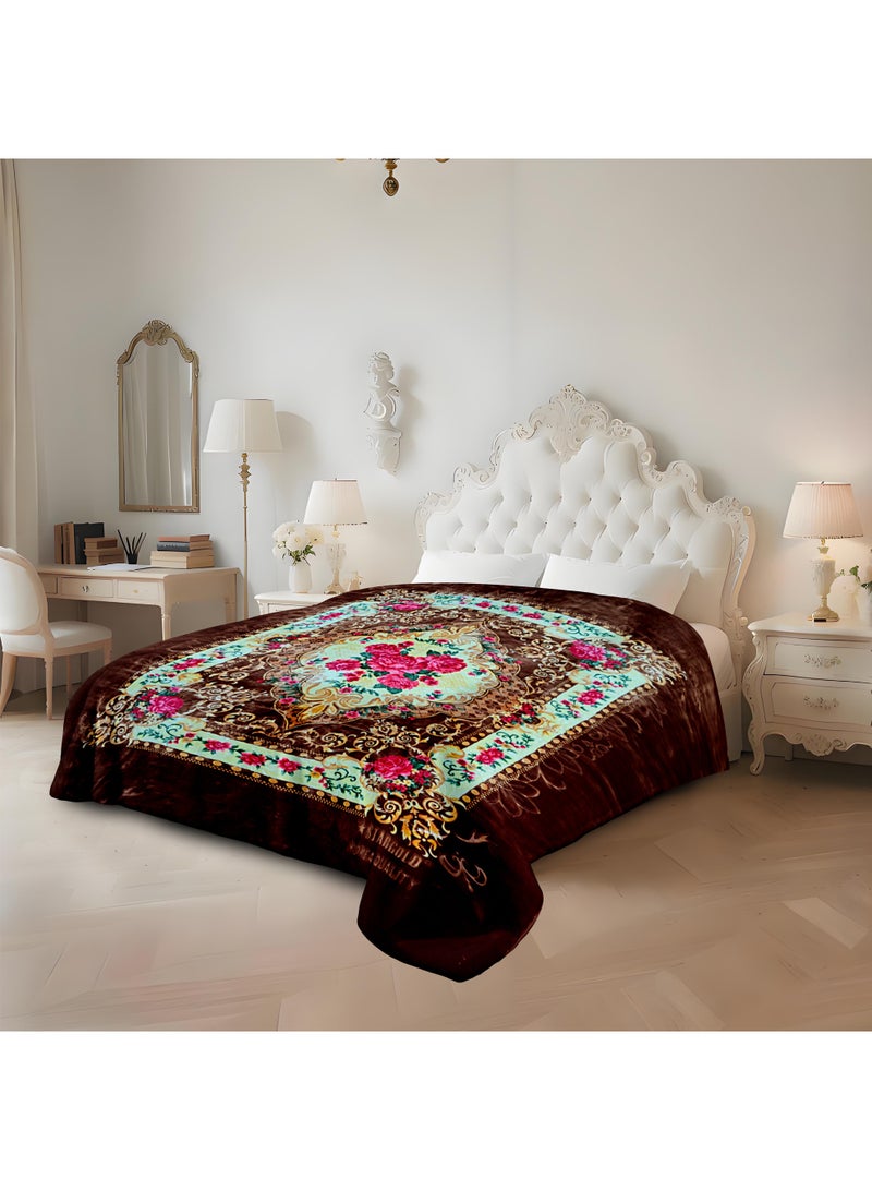 ستارجولد بطانية راشيل بريميوم 200×240 سم، تصميم 8، مكونة من طبقتين، ناعمة للغاية ودافئة، ثقيلة الوزن، فاخرة، منقوشة بنقشة زهور، مناسبة للشتاء وجميع الفصول، لحاف من الفلانيل مضاد للحساسية، قابل للتهوية، غطاء سرير مريح للغاية، متين، مقاوم للبهتان، عبوة هدايا أنيقة