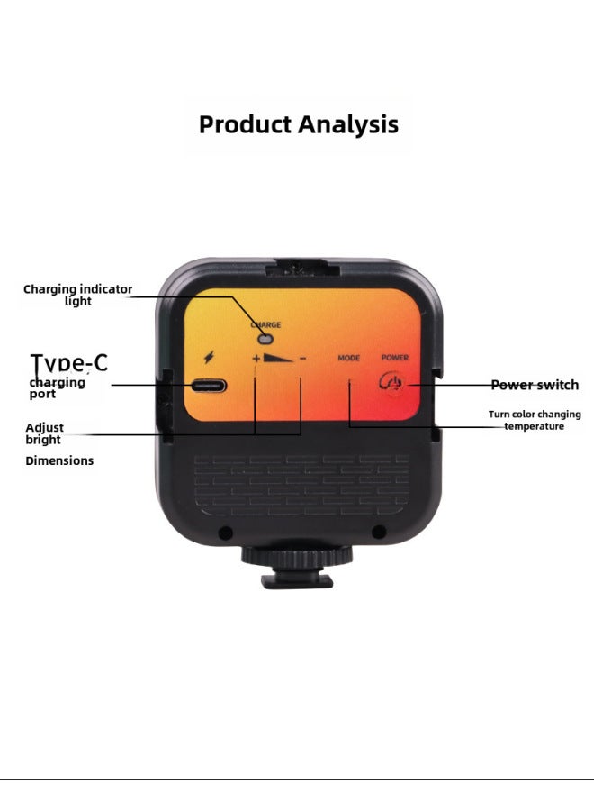 general Mini Charging LED Light WL-R2 For Selfie Mobile Phone Photography RGB Full Color Pocket Size RGB Fill Light Consumption Electron-Specifications:Square Cold And Warm White Fill Light - Image 1