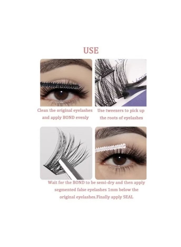 Dougez 144 Root False Cluster Lashes， DIY Eyelash Extension Lashes， Natural Look， Reusable Lashes，High-grade Fiber Large Capacity ，with Tweezer - Image 5
