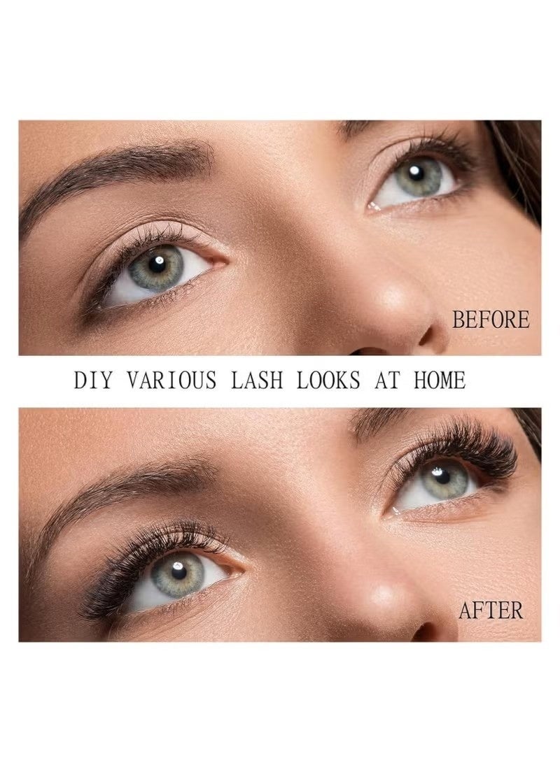 Dougez 144 Root False Cluster Lashes， DIY Eyelash Extension Lashes， Natural Look， Reusable Lashes，High-grade Fiber Large Capacity ，with Tweezer - Image 4