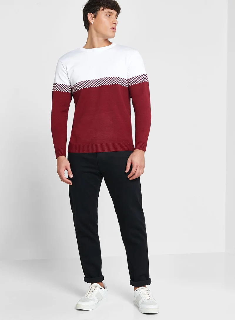 Seventy Five Colourblock Crew Neck Sweater
