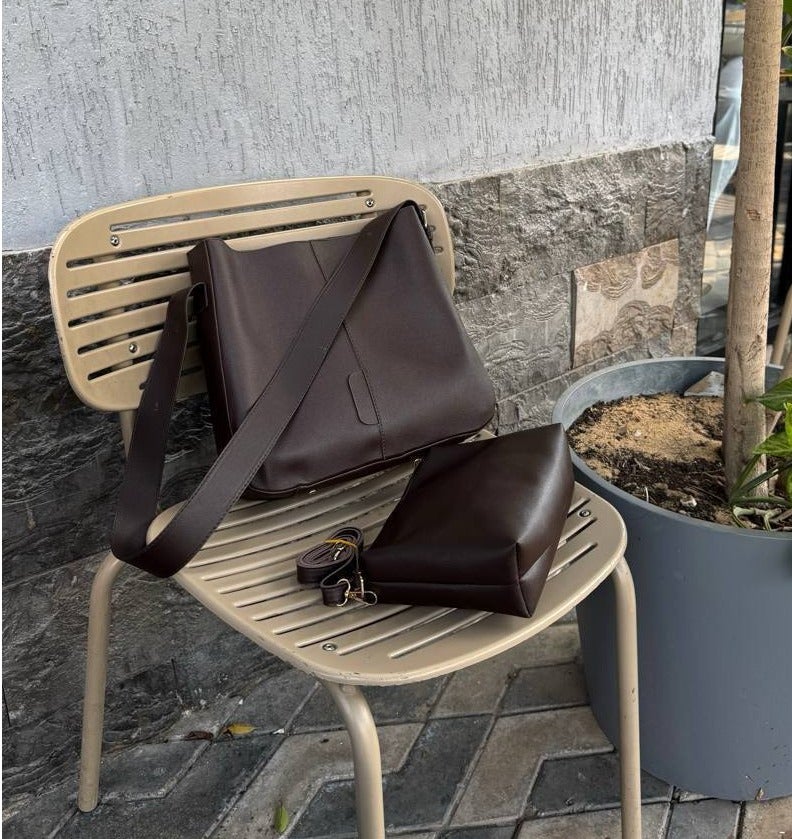 Chic Faux Leather Women's Crossbody Bag - Brown - Image 3