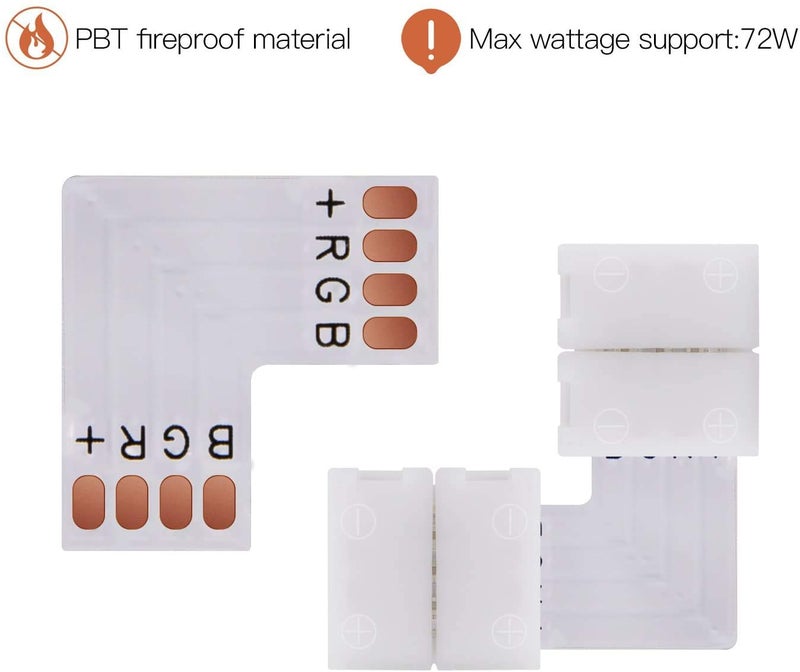 protium L Shape Connector for RGB Light strips (for corner 90 degree joint), Can't be used with waterproof Strips, 4Pcs - Image 2