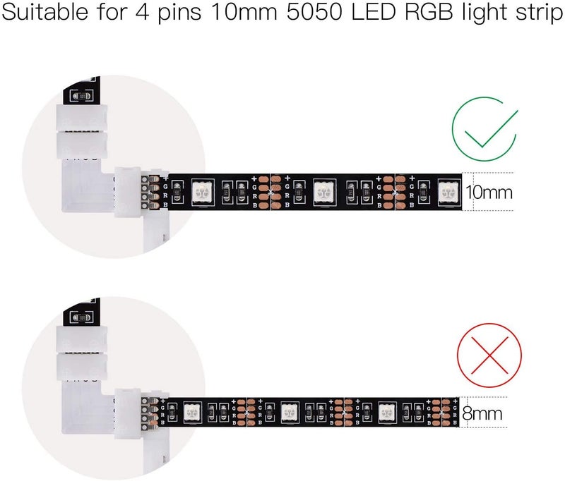 protium L Shape Connector for RGB Light strips (for corner 90 degree joint), Can't be used with waterproof Strips, 4Pcs - Image 3