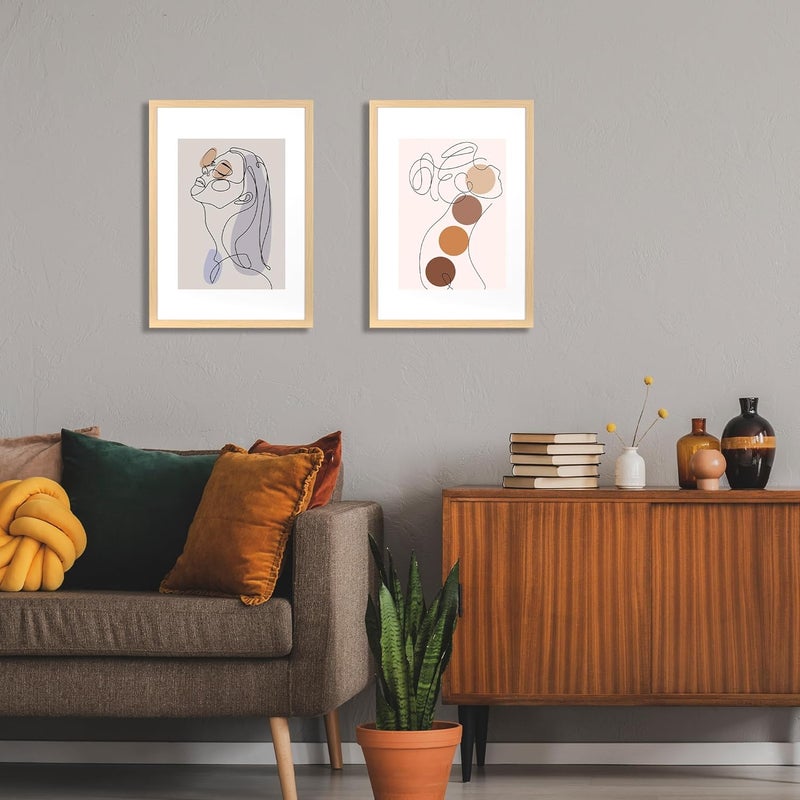 KAIWIN إطار صور KAIWIN مقاس 30x40 من خشب البلوط مجموعة من 2، إطار ملصق خشبي مع حشوة بيضاء، إطارات صور 16x12 للعرض والتعليق على الحائط للمنزل، المكتب، المعرض، العطلات مع الصور، الملصقات، الألغاز - Image 2
