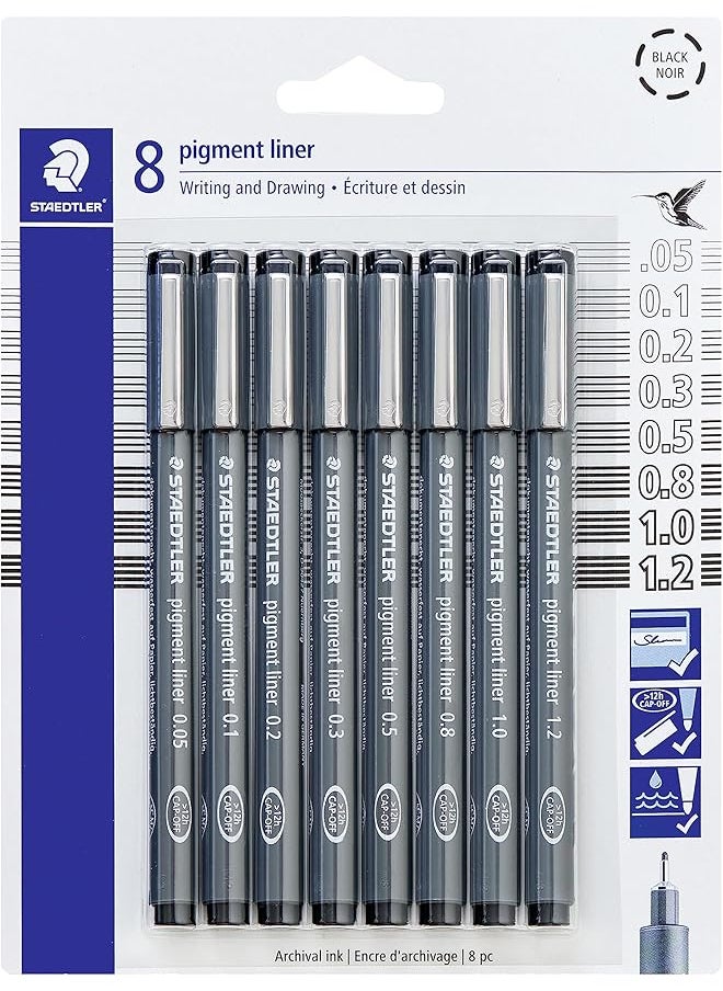 مجموعة أقلام تحديد الصبغة السوداء 8 أقلام بخطوط متنوعة العرض 0.05 مم 0.1 مم 0.2 مم 0.3 مم 0.5 مم 0.8 مم 1.0 مم 1.2 مم - pzsku/Z02622272D5EBFC5BE195Z/45/_/1740916187/340ab409-a2ff-421b-ac29-c0a366d52bb9